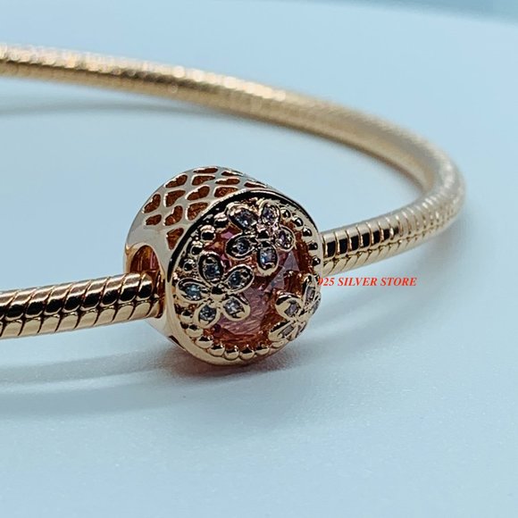 Brand new PANDORA Rose Gold Sparkling Pink Daisy Flower Charm 782055C01 - Picture 3 of 8